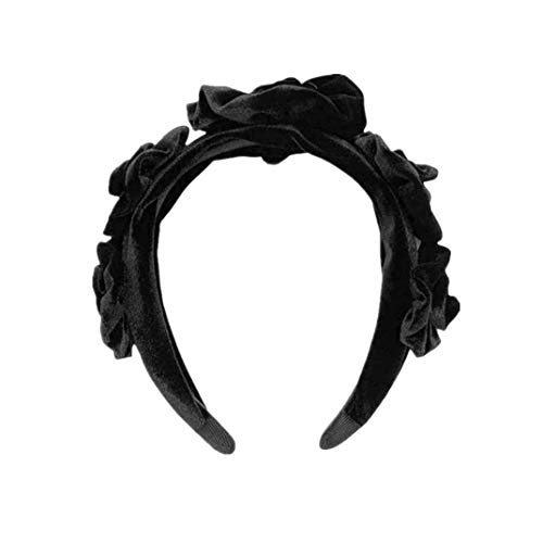 Headbands for Women Velvet Floral Headbands Fashion Vintage Style Alice Hair Band 90s Vintage Hairband Headwear for Girl Hair Accessories (Black)