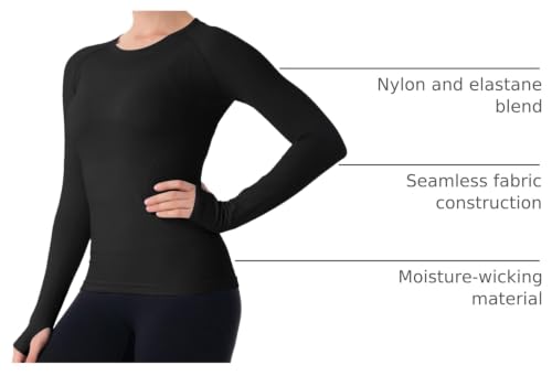 Image of MathCat Seamless Workout Shirts for Women Long Sleeve Yoga Tops Sports Running Shirt Breathable Athletic Top Slim Fit XS-XL