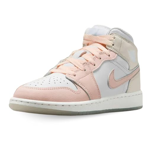 Air Jordan 1 Mid SE Big Kids' Shoes (HJ5940-100, Sail/Sea Glass/Glacier Blue/Guava Ice) Size 6.5