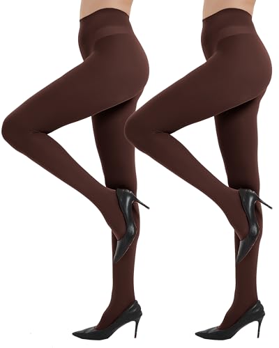 Image of Citystl 2 Pairs Plus Size Black Tights for Women, 40D Solid Color Soft Tights, Control Top Microfiber Pantyhose for women