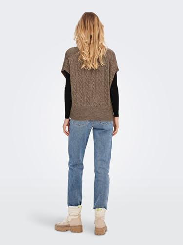 ONLY Damen Pullunder Strickpullunder ONLMELODY XS S M L XL Beige Braun V-Neck, Größe:L, Farbe:Caribou Melange 15249328