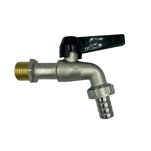 Rubinetto Giardino 1/2 Pollice in Ottone HM con Attacco Portagomma e Leva in Alluminio – Rubinetto Esterno Antiruggine per Tubo Irrigazione e Fontana Giardino