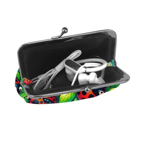 Pu Leather Buckle Coin Purse Garden-Animal-Leaves Girls Kiss-Lock Change Purse Wallets4