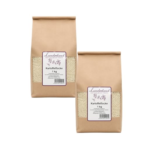 Lunderland Kartoffelflocke | Doppelpack | 2 x 1 kg | Einzelfuttermittel für Hunde | Hoher Vitamin-C Gehalt