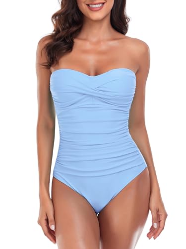 Image of RELLECIGA Women's Twist Front Shirred One Piece Swimsuit