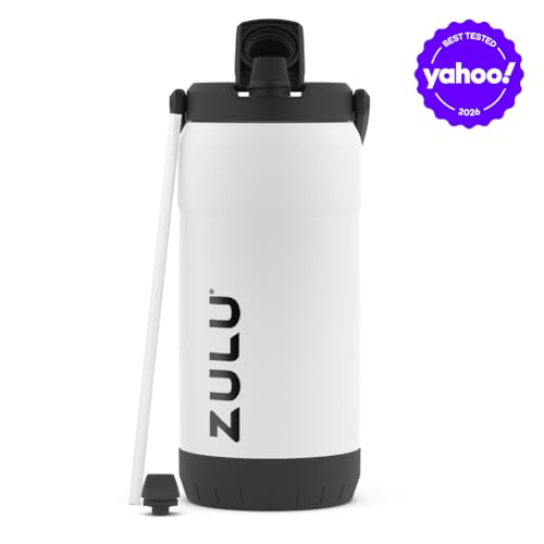 Image of ZULU Goals Vacuum Insulated Large Capacity Stainless Steel Water Bottle | Reusable Jug Thermoses with Carry Handle | Leak-Proof Lid | Perfect for Travel, Workout, Gym, Hiking, Camping | 64oz, 101oz