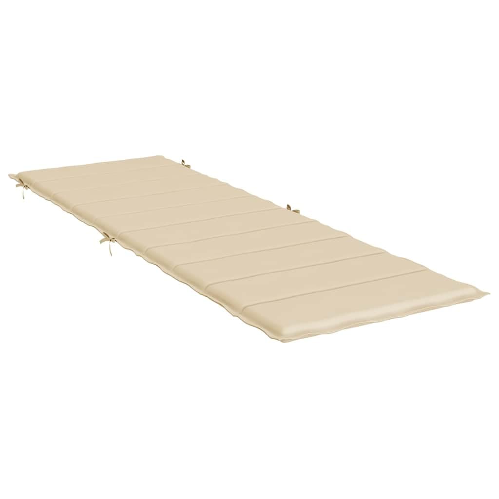 Cuscino per sedia a sdraio beige, 186 x 58 x 4 cm, in tessuto Oxford, impermeabile, con imbottitura in schiuma, antiscivolo e con nastri, per giardino, terrazza, balcone e interni