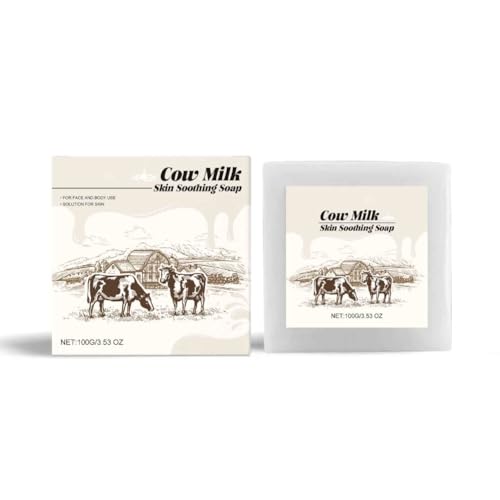 3PCS Cow Milk Skin Soothing Soap - 100g Gentle Cleansing Bar for Face & Body, Moisturizing & Nourishing with Milk Extracts