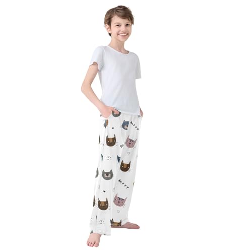 Boys' Pants Funny Cats Kitten Cute Long Bottoms Jogger Pants Elastic Waist Trousers with Pockets S-XL4