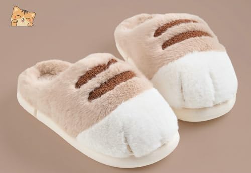 Niction Cute Cat Paws Slippers House Shoes for Women Knit Soft Cozy Bedroom Cartoon Shoes Slip on Slippers for Indoor Outdoor2
