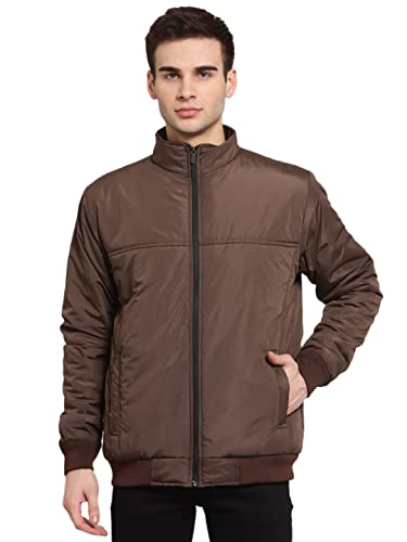 Veste légère de mi-saison marron doublée taille 50 aux finitions soignées