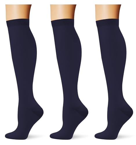Image of (3 pairs) Compression Socks 20-30 mmHg Long Knee High Socks for Women Men Support Athletic Travel Daily Wear
