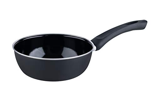 Riess, 0056-022, Gourmetpfanne 20, hoch, CLASSIC - SCHWARZEMAILLE, Durchmesser 20 cm, Höhe 7.2 cm, Inhalt 1 Liter, Emaille schwarz, Bratpfanne, Induktion