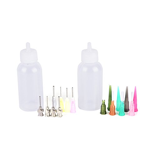 TableRe Multi Purpose Precision Applicator With Two 1 Oz Bottles and 16 Needle Tips, Super Assortment Set