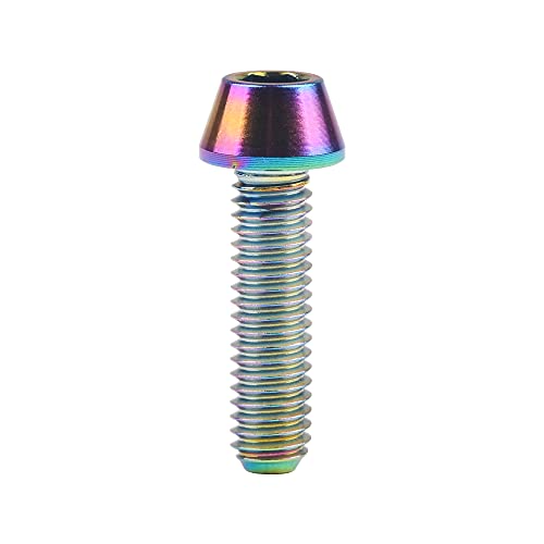 Image of Titanium Ti DIN912 M4 8 10 12 15 20mm Tapered Head Hex Bolts Bicycle Screws Pack of 6 (Multicolored, M4x15mm)
