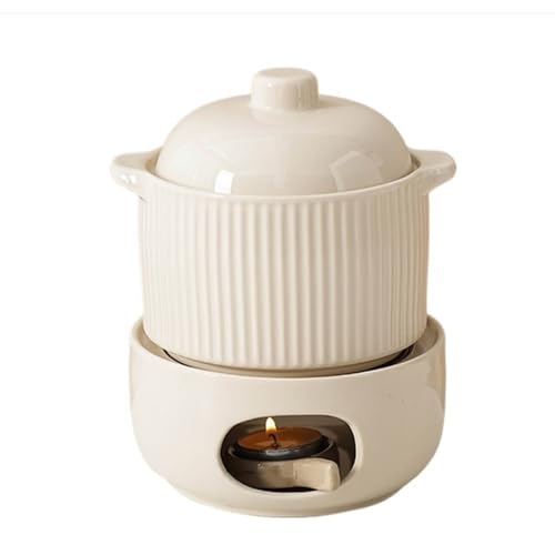 Marmite à soupe avec réchaud et cocotte ménagère en céramique blanche