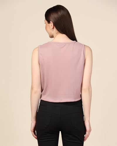 Image of Zilcon Women Waffle Tie Knot Button Down Sleeveless Casual Blouse Curved Hemline Tops S-XL