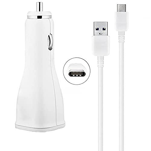 VOLT PLUS TECH Quick Adaptive Turbo 18W Dual-Port USB Car Charger Kit Works for BlackBerry KEY2 with USB Type-C Cable!