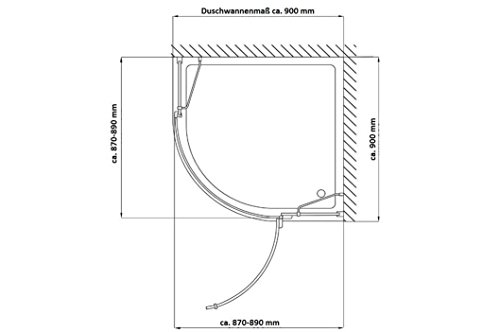 DE ROTONDO CLEAR KWARTCIRKEL DOUCHECABINE 90X90X200 MET ANTIKALK | ECHT GLAS, EASYCLEAN DOUCHEWAND VAN GEHARD VEILIGHEIDSGLAS ESG | DOUCHEWAND ROND
