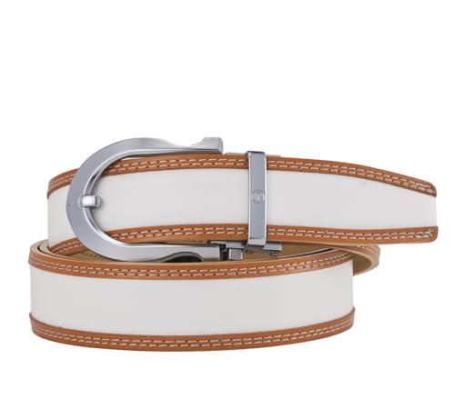 Image of Tonywell Men's Leather Ratchet Belt, 1 3 /8 inch Adjustable Dress Belt, Trim to Fit