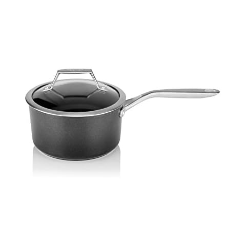 TECHEF OXPS Onyx Collection-2-quart Saucepan with Glass Lid, New Teflon Platinum Non-Stick Coating (PFOA Free), Aluminum, Black Cover