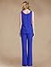 Sky Blue 3 Pcs Mother of The Bride Pant Suits for Wedding - Long Sleeve Chiffon Women Dressy Pantsuit Formal Outfit with Jacket Size 14