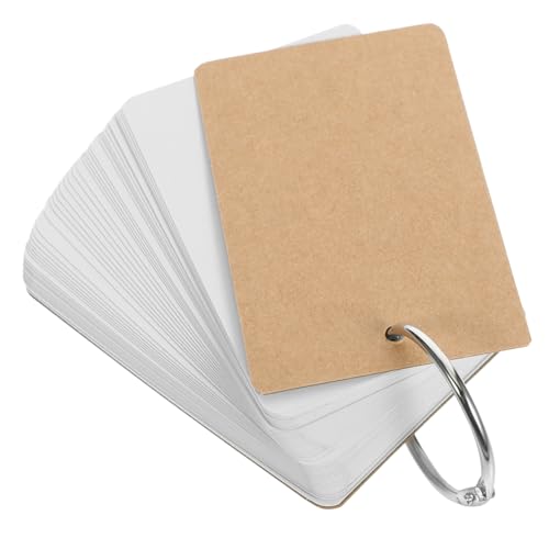 Cartes Flash Blanches avec Anneaux Papier Lisse Vintage Mémo Apprentissage