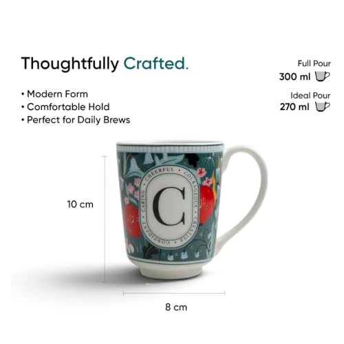 Image of Shay Alphabet Mug 300ml, Letter C Printed Coffee Mug for Girls, Boys, Friends | Ceramic Mug |Glossy Finish | Ceramic Coffee Cup | Porcelain | Microwave Safe (Alphabet Mug -C)