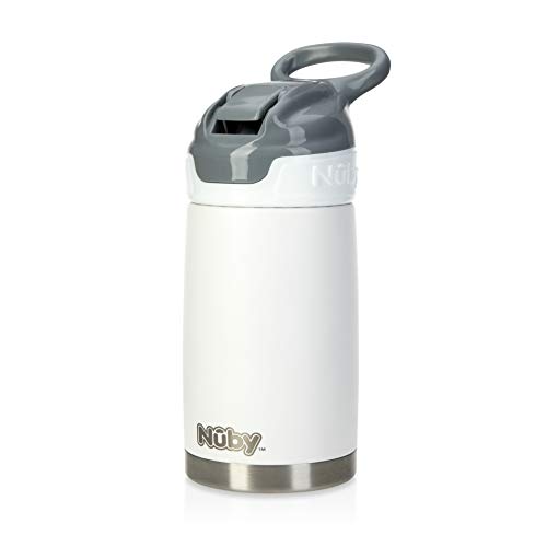 Nuby Thirsty Kids No Spill Flip-It Reflex Stainless Steel Travel Cup, 10 Oz, White #TOP5