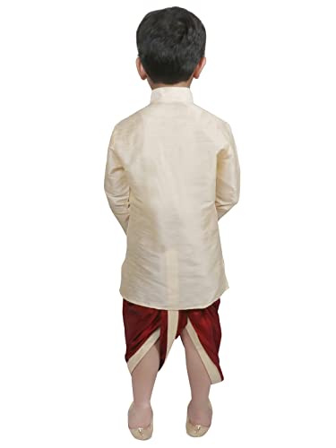 Image of SG YUVRAJ Boy's Raw Silk Kurta Dhoti Set