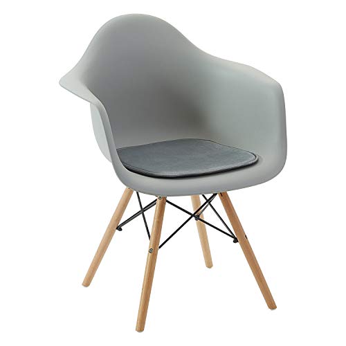 DORAFAIR 4er Set Stuhlkissen Leinen Eckig Sitzkissen Sitzauflage Gepolstert für Stühle in Haus und Garten, 39 x 38 x 1.7 cm, Grau - Image 6