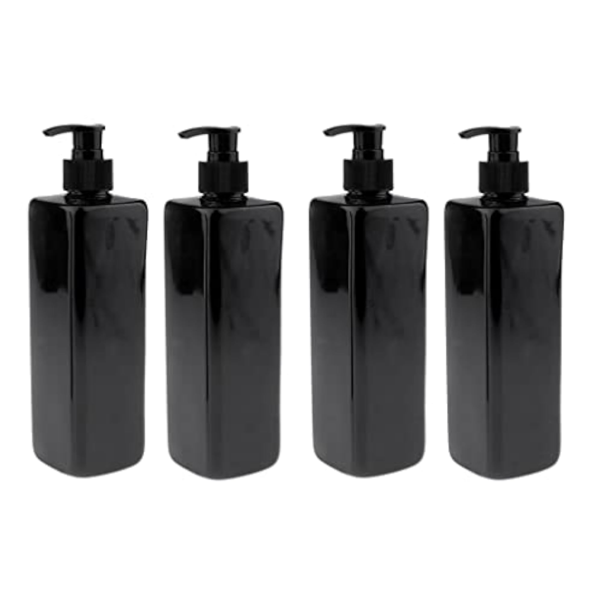 4Pcs Empty ABS Shampoo Lotion Bottles with Lotion Pumps 500ML Black Pump