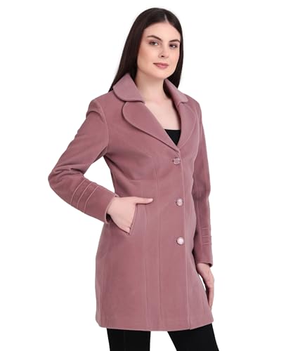 Image of Women's Wool Blend Long Coat with Stylish Lapel Collar and Button Closure - Elegant Winter Overcoat for Casual & Formal Wear