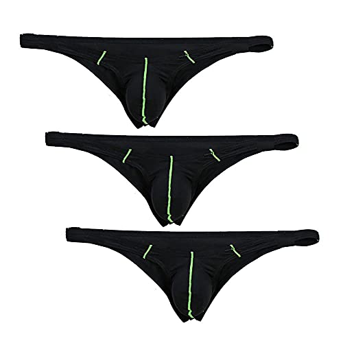 COMLIFE Men's Ice Silk Low Rise Thong Briefs Underwear Half Back Coverage Panties