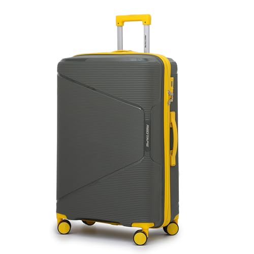 Image of Red Tape 100L Polypropylene Hard Luggage Trolley Bag | 77cm Large Check-in Suitcase with 360 8 Spinner Wheels, Combination Lock & Lightweight Design | Travel Luggage for Men & Women (Olive & Yellow)