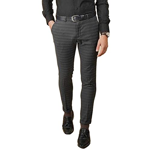 Image of blackberrys Stripes Polyester Viscose Slim Fit Mens Trousers (S22BB45A2IS22F1-P)
