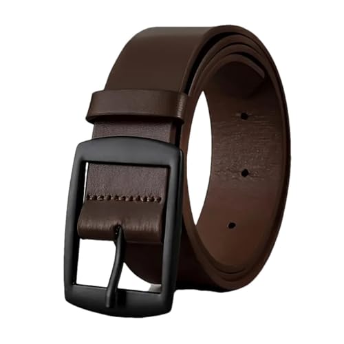 Men Leather Belt with Vintage Buckle Design for Comfortable Jeans Look