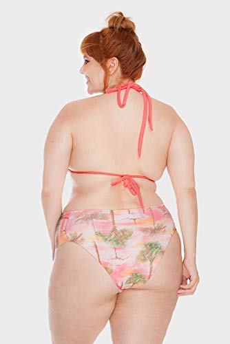 Sunkini Laterais Franzidas Plus Size Rosê
