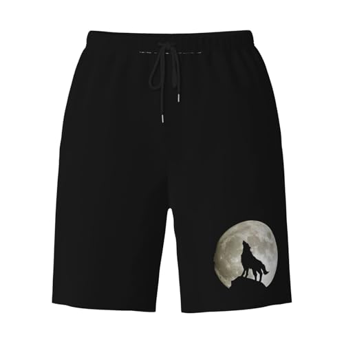 Wolf Howling at The Moon Mens Swim Trunks Quick Dry Board Shorts 7" - Hawaii Beach Swimwear2