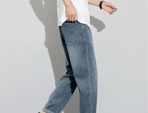 Men's Streetwear Jeans Solid Color Drawstring Loose Micro Taper Baggy Denim Pants Spring Casual Trousers3