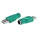 USB to PS2 Adapter RLECS 2PCS Green PS/2 Female to USB Male Converter Adapter for Mouse and Keyboard