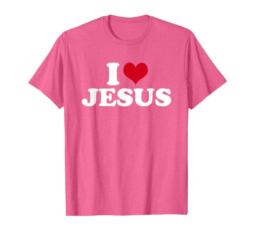 I Love Jesus I Heart Jesus T-Shirt, Men, Pink Heather, Medium