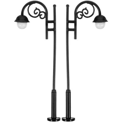 Toyvian Miniature Street Light Model 2 Pcs Doll House Street Light for DIY Dollhouse Village Pathway 1/12 Scale Lamp Post Mini House Decor Railway Scene Prop