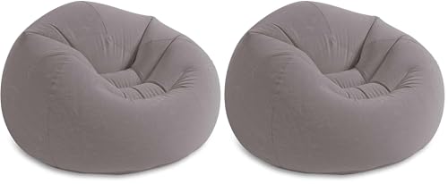 Intex Fauteuil Gonflable Beanless Bag - Pouf - 114 x 114 x 71 cm, Gris (Lot de 2)