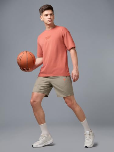 Image of TECHNOSPORT Men Printed Oversized Round Neck T-Shirt with COTFLEX, Dry Fit Sports Tee, Oversized Activewear T-Shirt for Gym, Running, Sports & Casual Wear