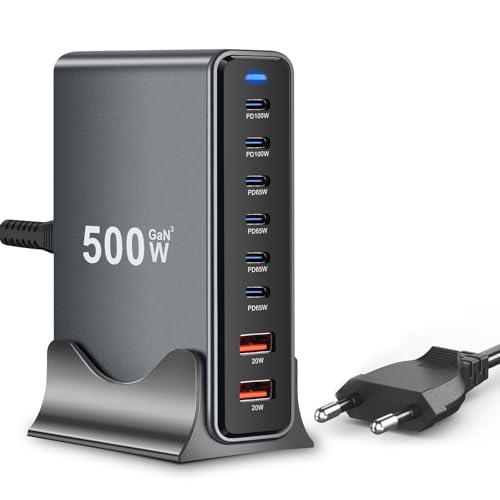 Cargador USB C de 500W con tecnología GaN avanzada para MacBook Pro