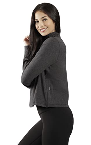 Image of 90 Degree By Reflex Cropped Two Tone Heather Long Sleeve Quarter Zip Jacket
