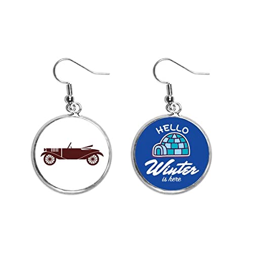 Pendientes coches clásicos de silueta geométrica y gota marrón invierno