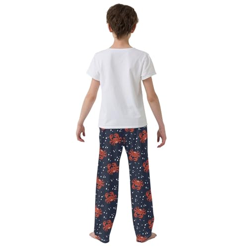 ZZXXB Retro Crabs Boys Long Pants Soft Trousers Elastic Waist Kids Lounge Bottoms with Pockets S-XL3