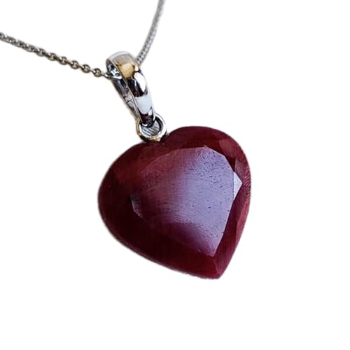Pendentif cœur rubis rouge naturel, le cadeau idéal pour femme en argent
